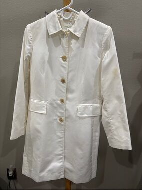 Banana Republic Ivory Button-Front Trench Coat